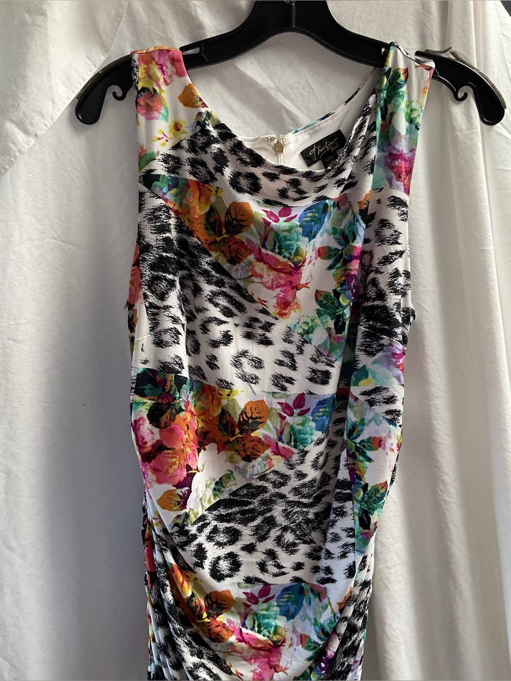 THALIA SODI Sleeveless Floral & Animal Print Drape Top - Multicolor